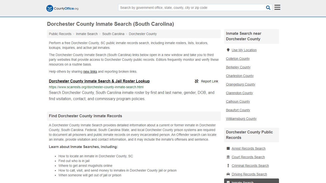 Inmate Search - Dorchester County, SC (Inmate Rosters & Locators)